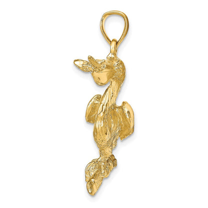 14K Gelbgold 3-D-Pelikan-Anhänger