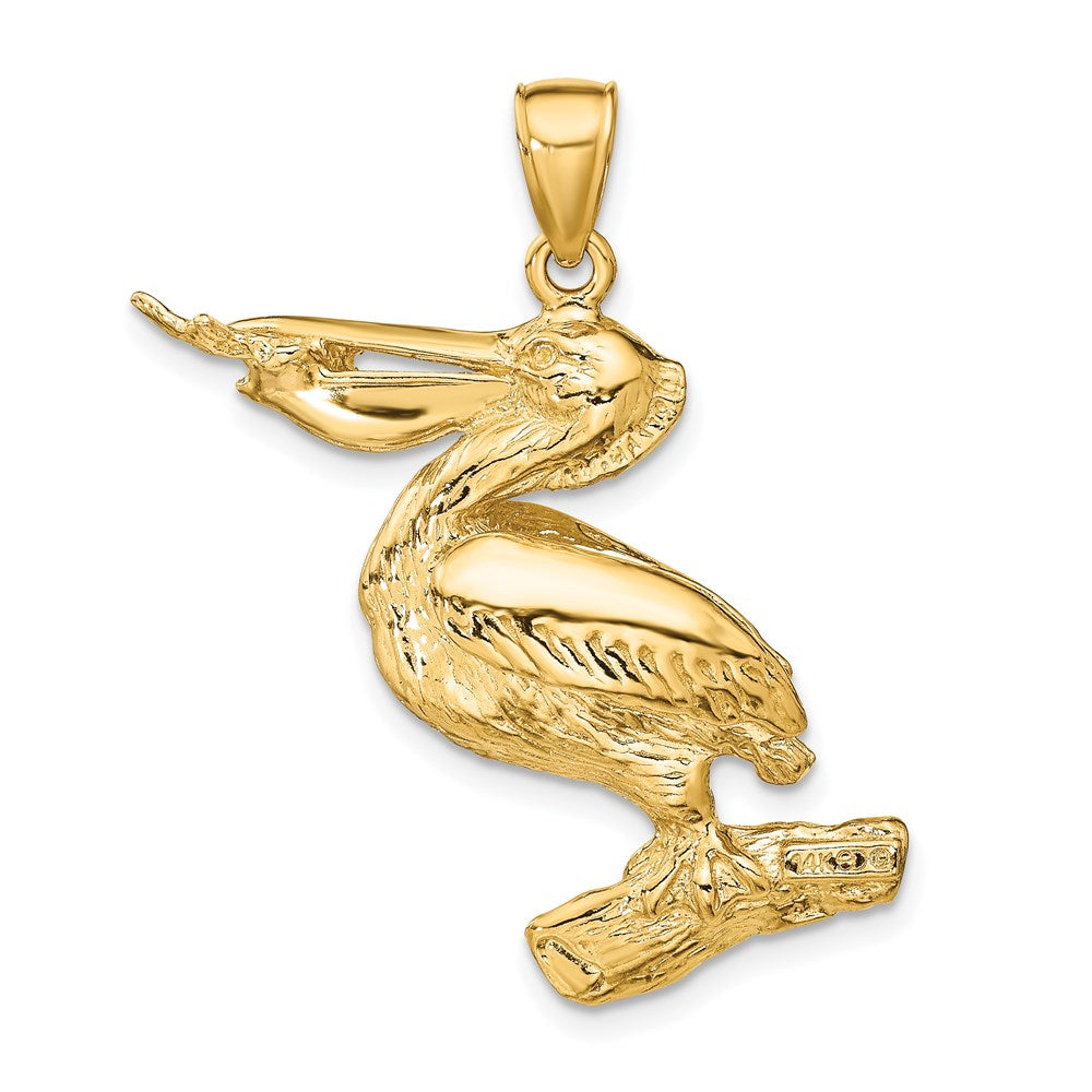 14K Gelbgold 3-D-Pelikan-Anhänger