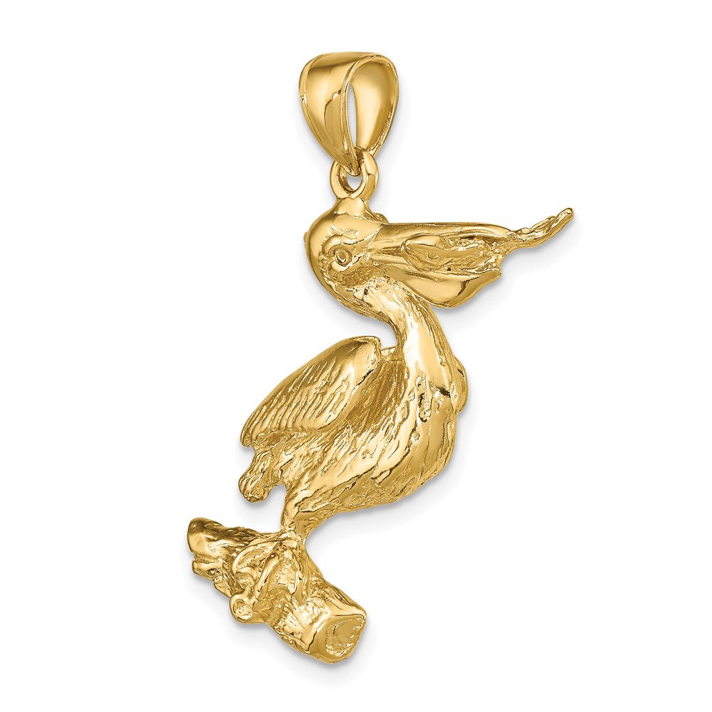 14K Gelbgold 3-D-Pelikan-Anhänger