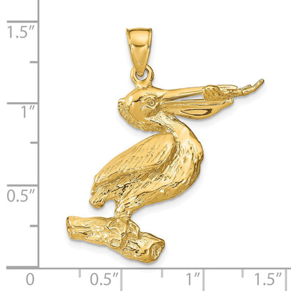 14K Gelbgold 3-D-Pelikan-Anhänger