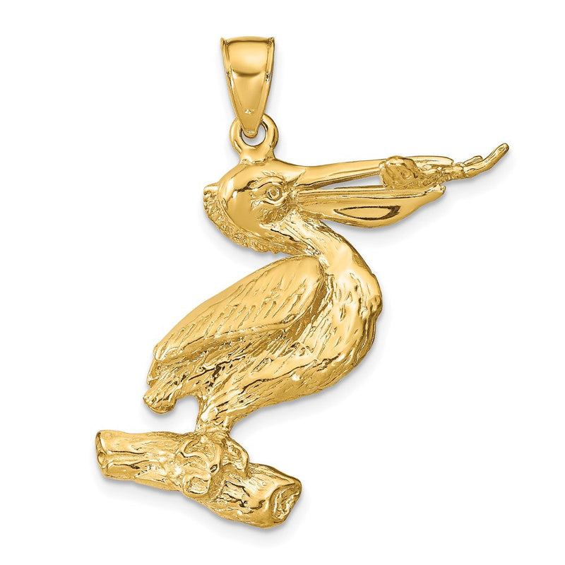 14K Gelbgold 3-D-Pelikan-Anhänger