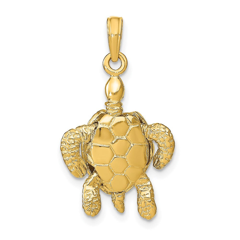 14K Gelbgold Charm Meeresschildkröte 3-D mit beweglichem Kopf und beweglichen Beinen