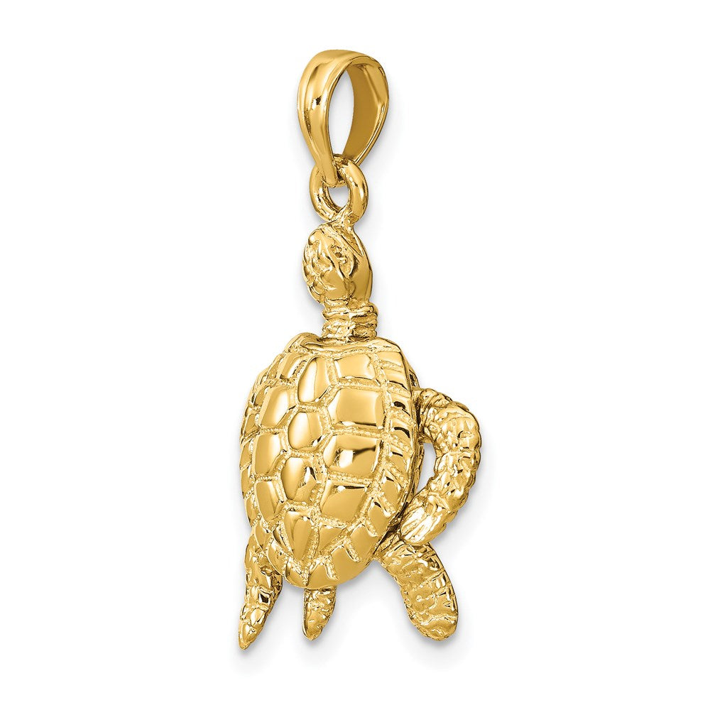 14K Gelbgold Charm Meeresschildkröte 3-D mit beweglichem Kopf und beweglichen Beinen