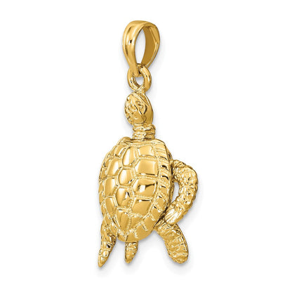 14K Gelbgold Charm Meeresschildkröte 3-D mit beweglichem Kopf und beweglichen Beinen