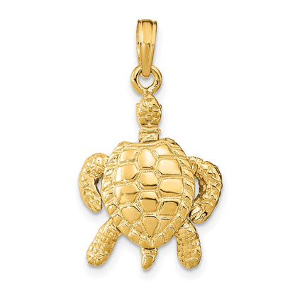 14K Gelbgold Charm Meeresschildkröte 3-D mit beweglichem Kopf und beweglichen Beinen