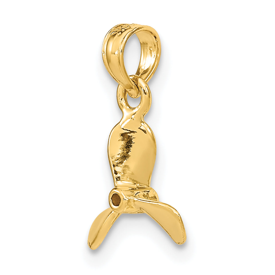 14K Gelbgold 3-d mit 3 Blades Propeller Charm