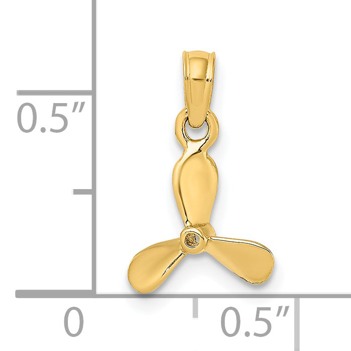 14K Gelbgold 3-d mit 3 Blades Propeller Charm