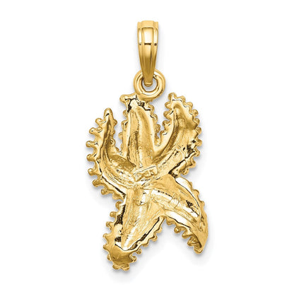 14K Gelbgold Seestern-Charm mit strukturierter Oberfläche