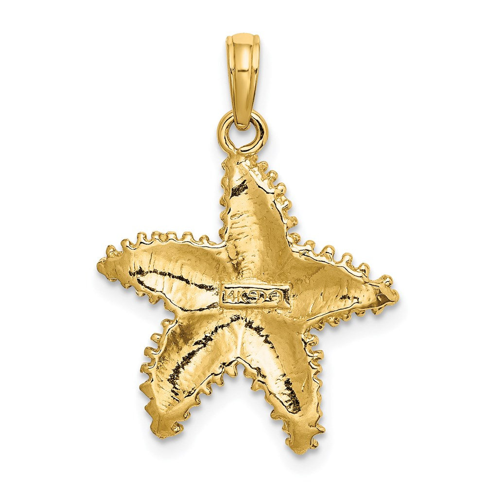 14K Gelbgold Seestern-Charm mit Perlrand und strukturierter Oberfläche
