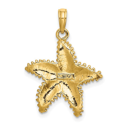 14K Gelbgold Seestern-Charm mit Perlrand und strukturierter Oberfläche
