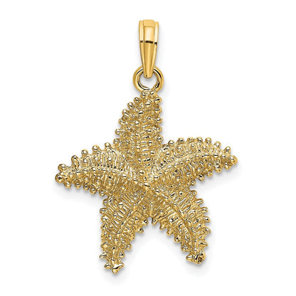 14K Gelbgold Seestern-Charm mit Perlrand und strukturierter Oberfläche