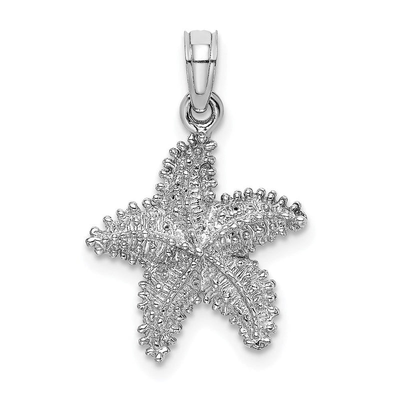14K Weißgold Seestern-Charm mit Perlrand und Struktur