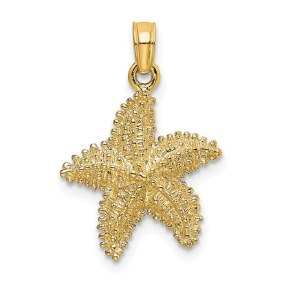 14 Karat Gelbgold Seestern-Charm mit Perlrand und strukturierter Oberfläche