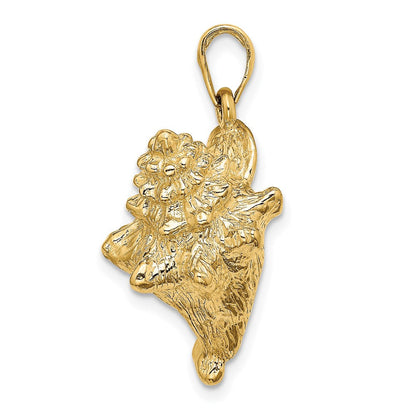 14K Gelbgold 3-D Muschel-Charm