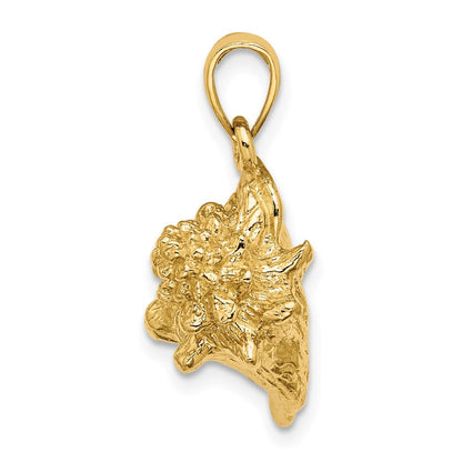 14K Gelbgold 3-D Muschel-Charm