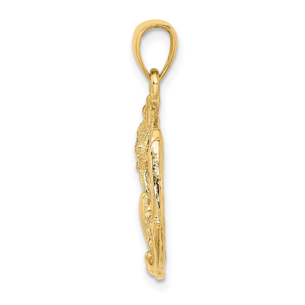 14K Gelbgold Muschel-Cluster-im-Kreis Charm