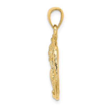 14K Gelbgold Muschel-Cluster-im-Kreis Charm