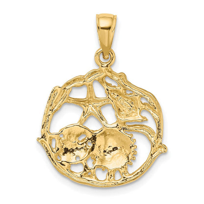 14K Gelbgold Muschel-Cluster-im-Kreis Charm