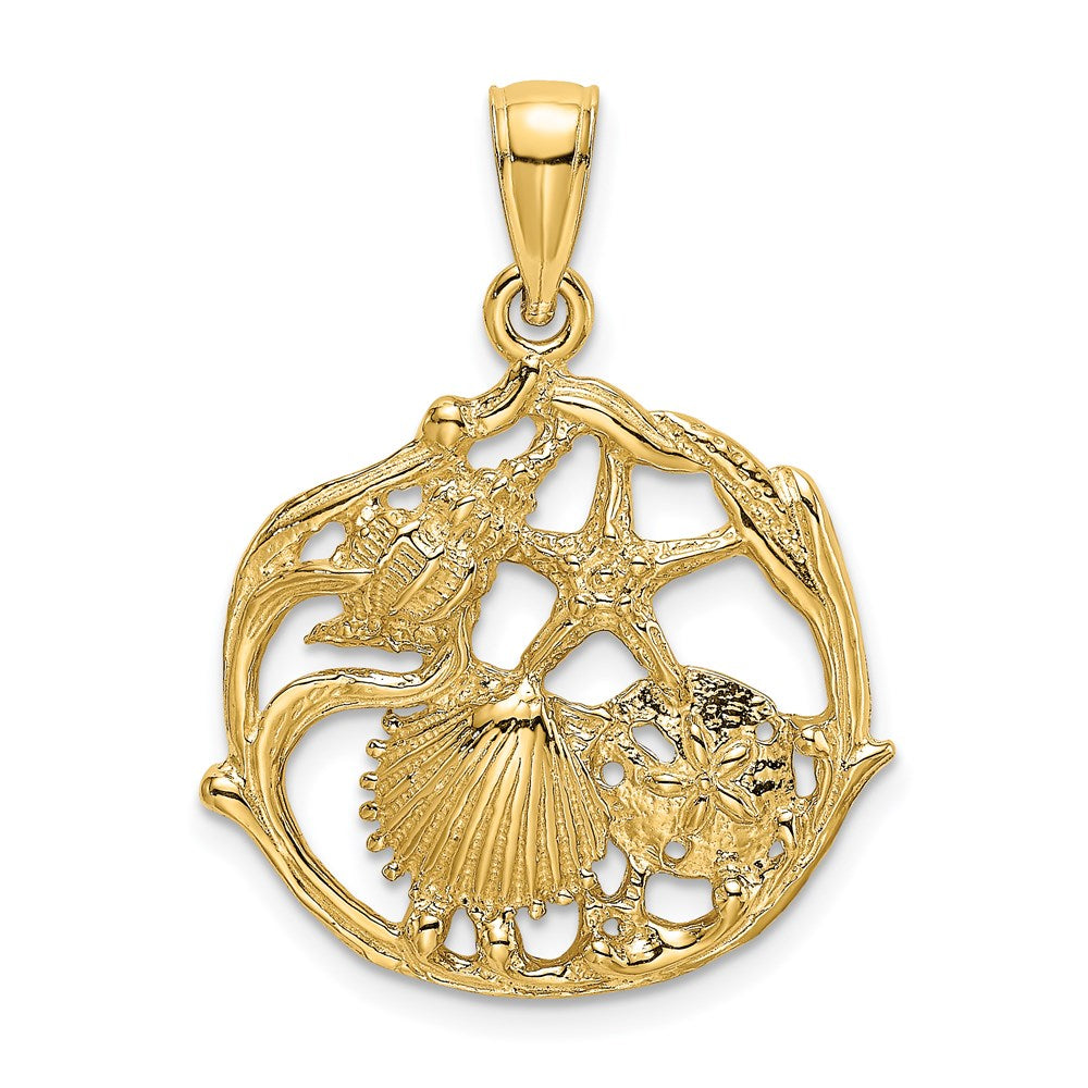 14K Gelbgold Muschel-Cluster-im-Kreis Charm