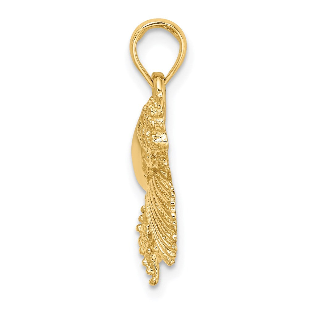 14K Gelbgold Charm mit strukturierter Muschel-Cluster- und Seesternoptik