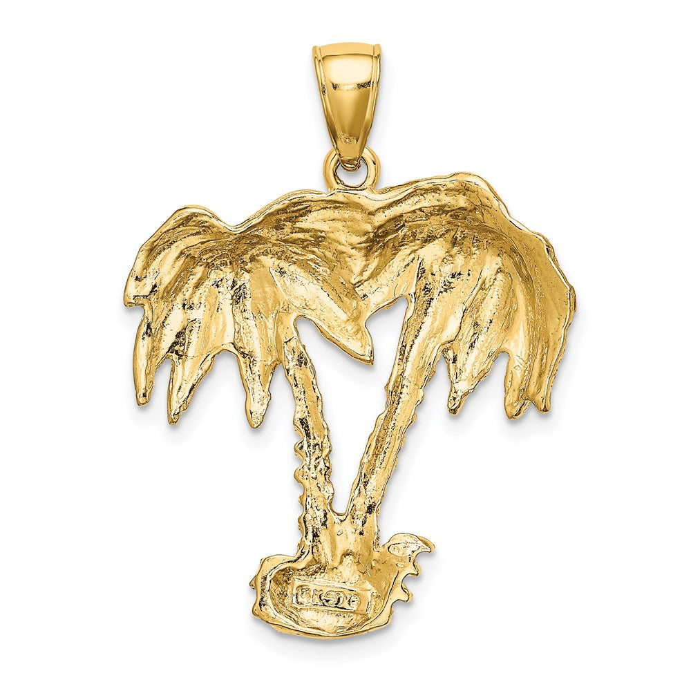 14K Gelbgold 2-D Doppel-Palme-Charm