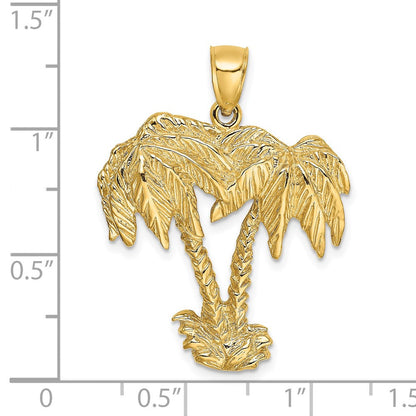 14K Gelbgold 2-D Doppel-Palme-Charm