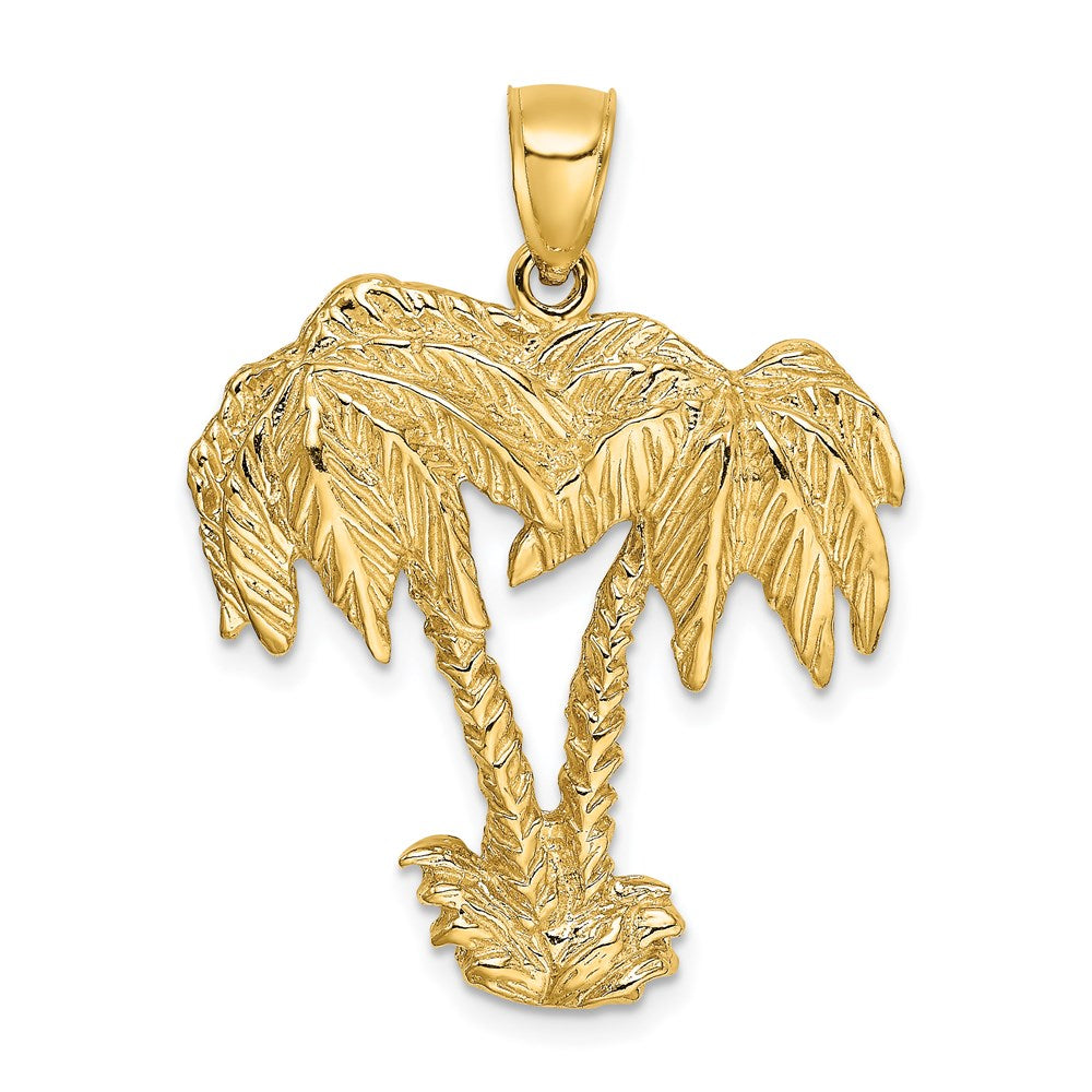 14K Gelbgold 2-D Doppel-Palme-Charm