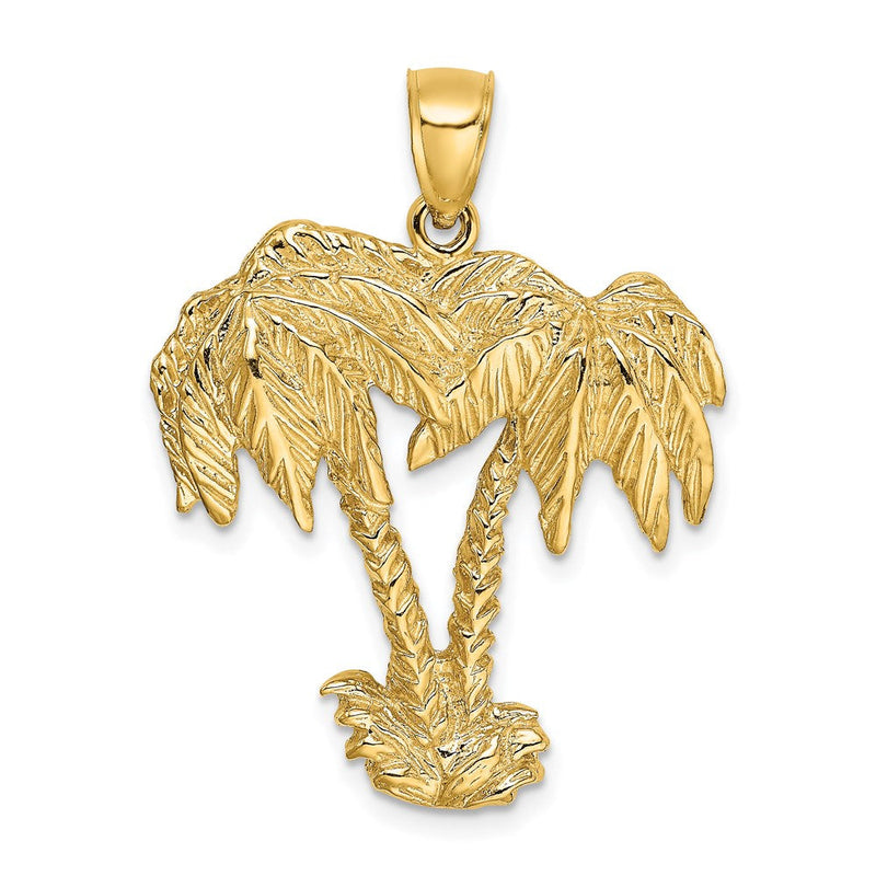 14K Gelbgold 2-D Doppel-Palme-Charm