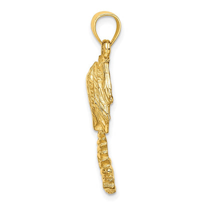 14K Gelbgold 2-D strukturierter Einzel-Palmenbaum-Charm
