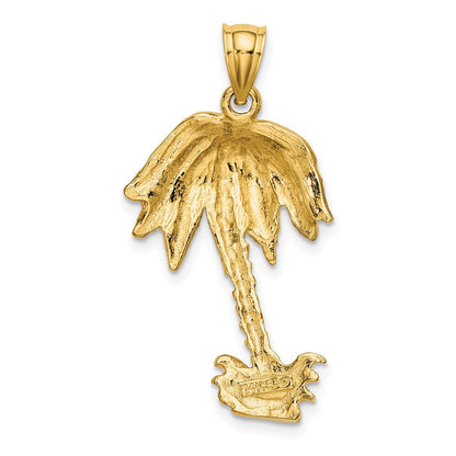 14K Gelbgold 2-D strukturierter Einzel-Palmenbaum-Charm