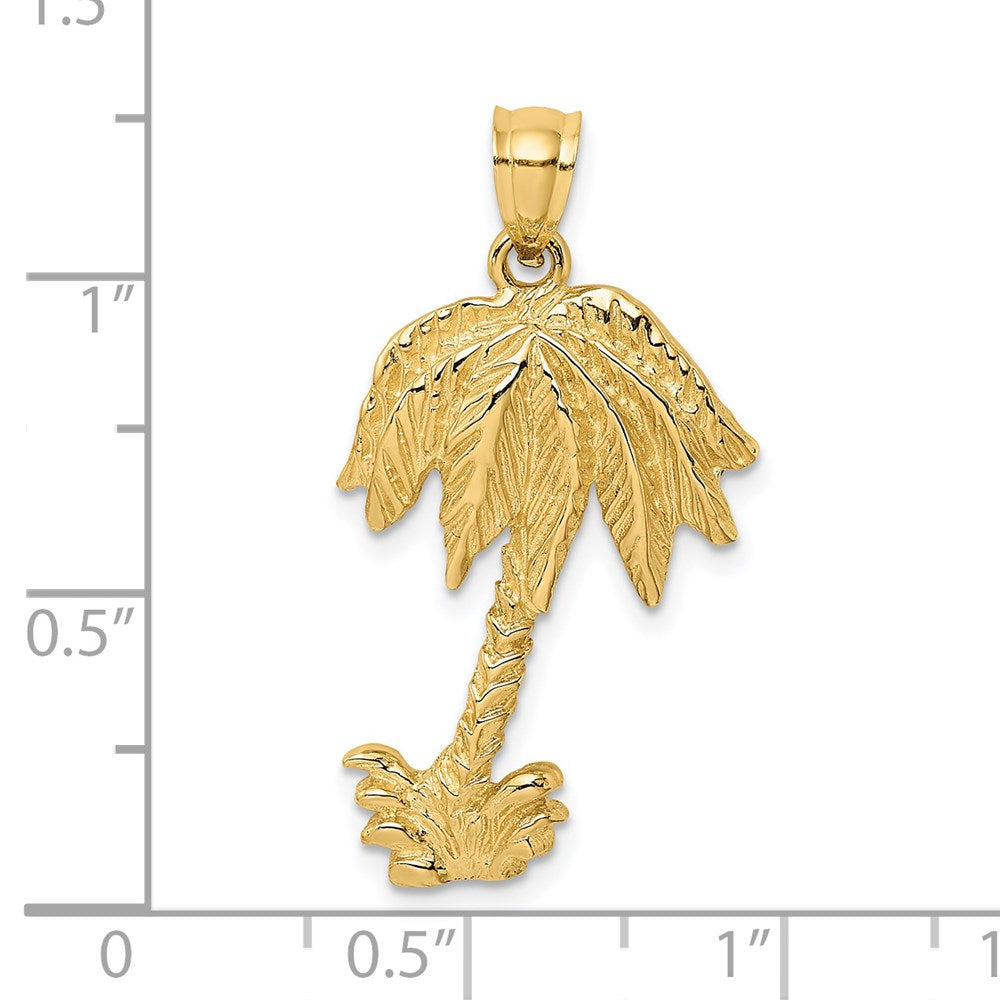14K Gelbgold 2-D strukturierter Einzel-Palmenbaum-Charm