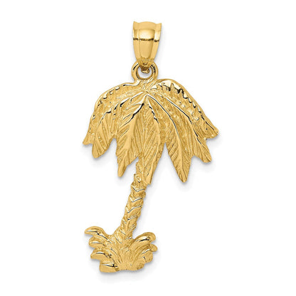 14K Gelbgold 2-D strukturierter Einzel-Palmenbaum-Charm