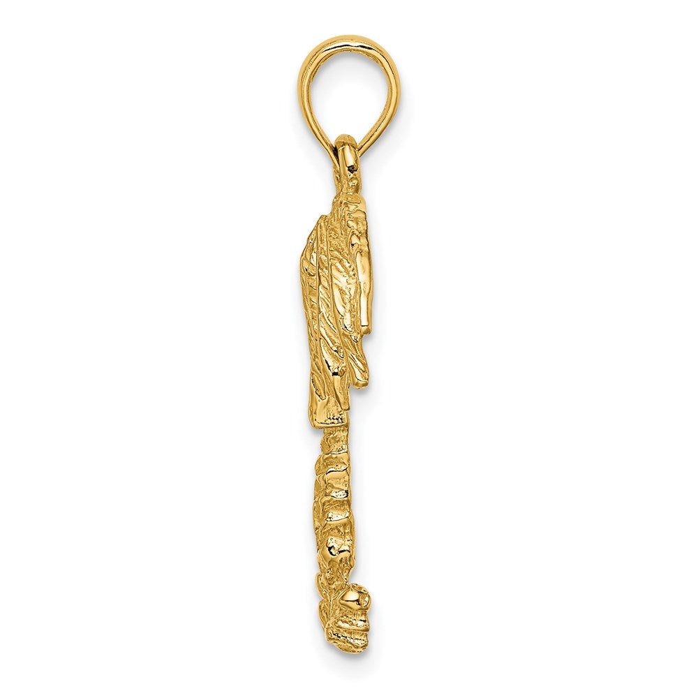 14K Gelbgold 2-D texturierter einzelner Palmenbaum-Charm