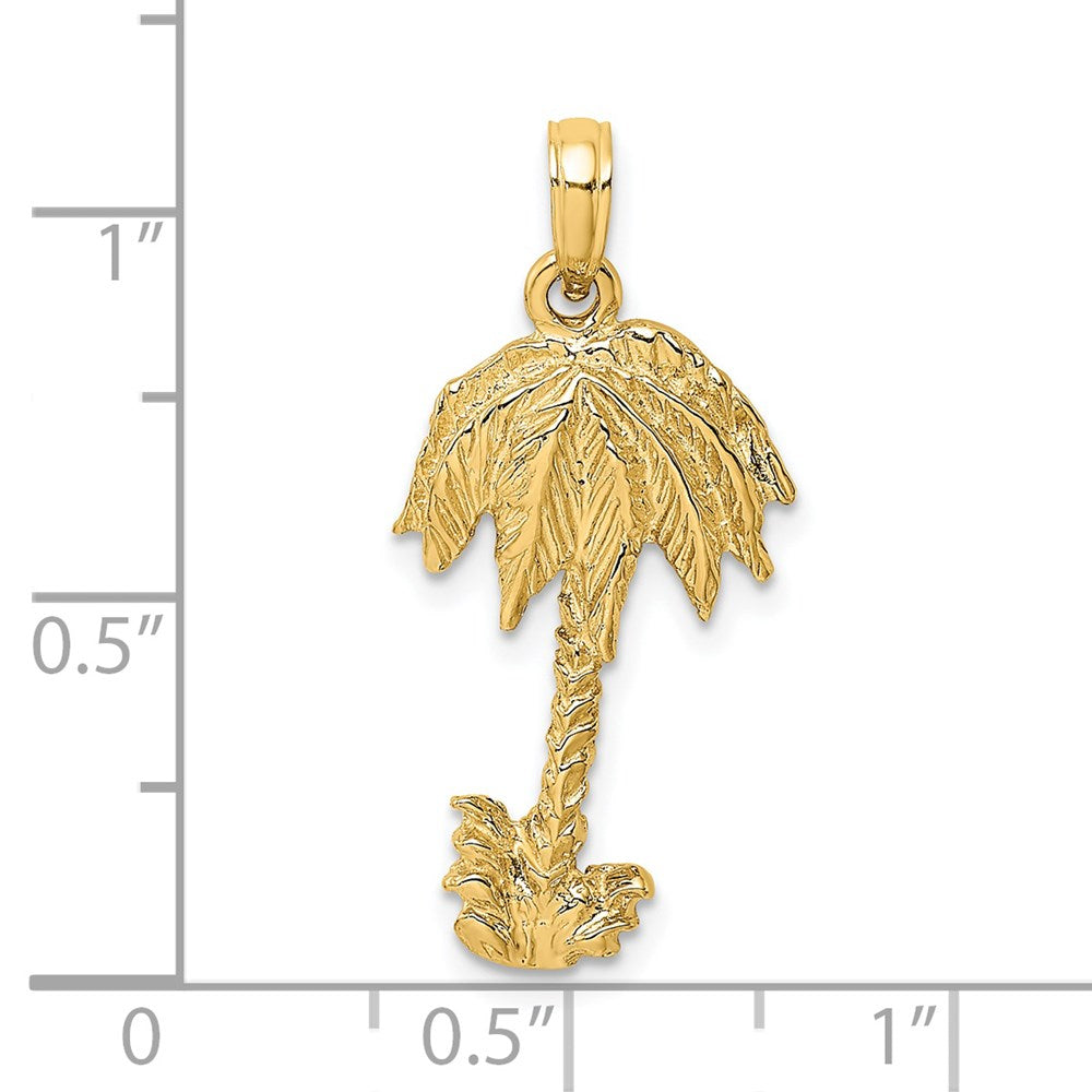 14K Gelbgold 2-D texturierter einzelner Palmenbaum-Charm