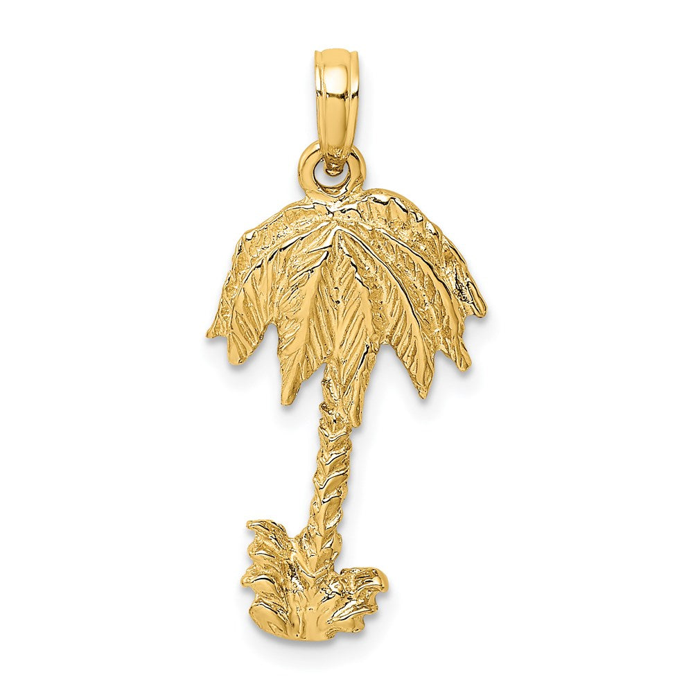14K Gelbgold 2-D texturierter einzelner Palmenbaum-Charm