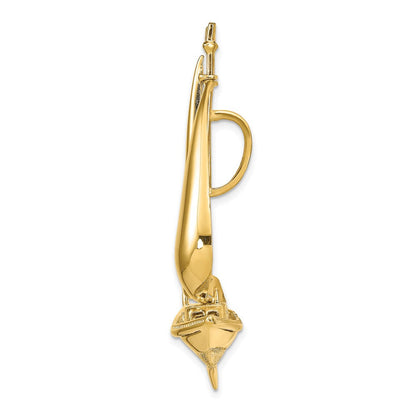 14K Gelbgold 3d Beweglich Segelboot Anhänger