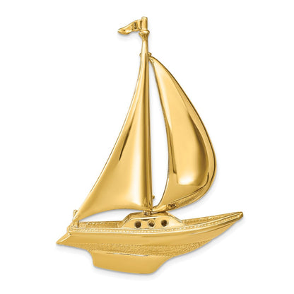 14K Gelbgold 3d Beweglich Segelboot Anhänger