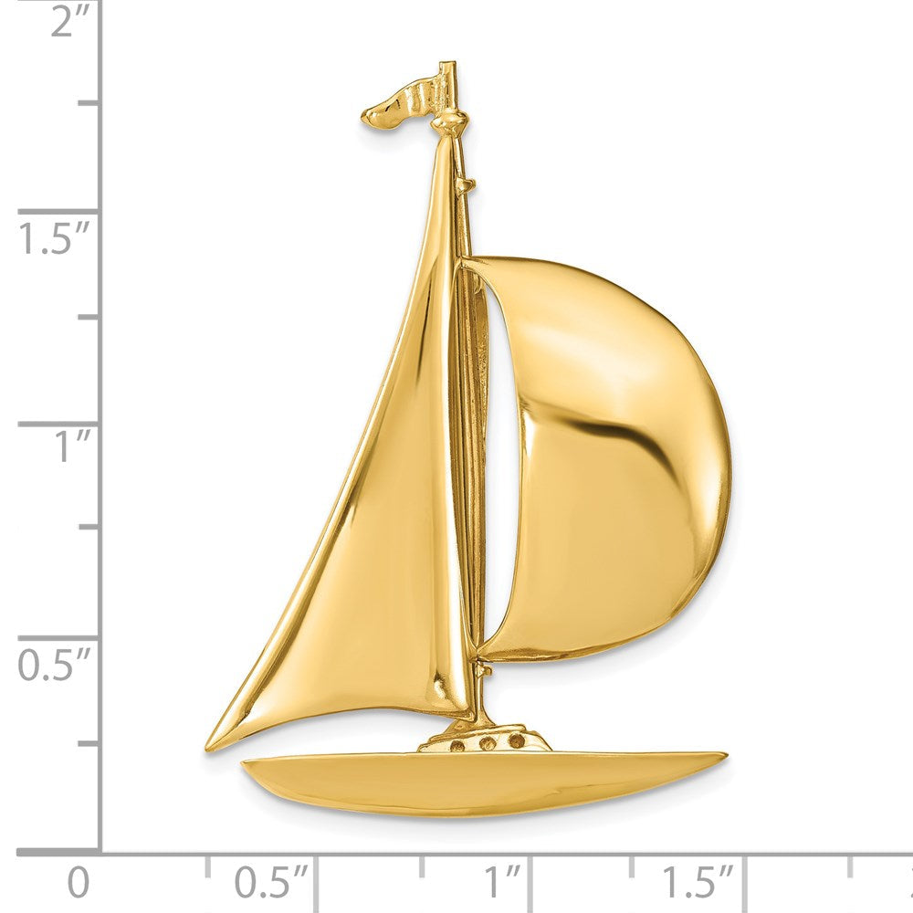 14K Gelbgold 3d Segelboot Anhänger