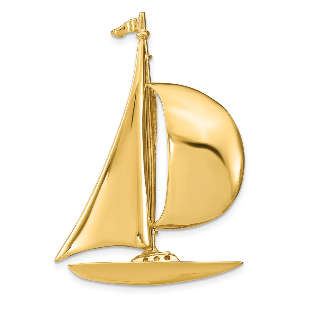 14K Gelbgold 3d Segelboot Anhänger