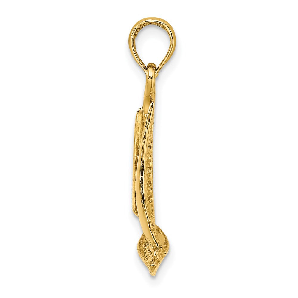 14K Gelbgold 3-D polierter Segelboot-Charm