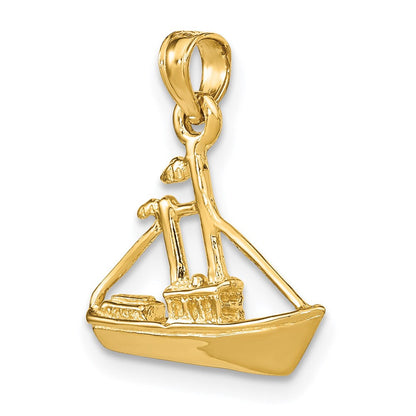 14K Gelbgold 3-D Frachtschiff mit Schlepper-Charm