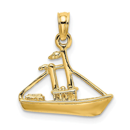 14K Gelbgold 3-D Frachtschiff mit Schlepper-Charm