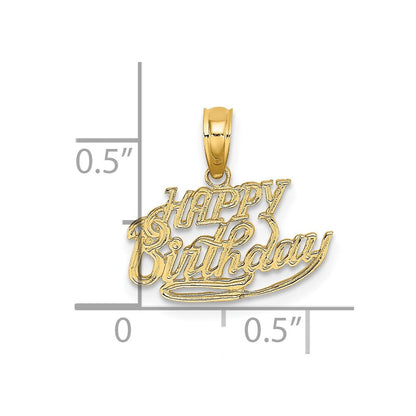 14K Gelbgold Massiv Talking Happy Geburtstag Charm
