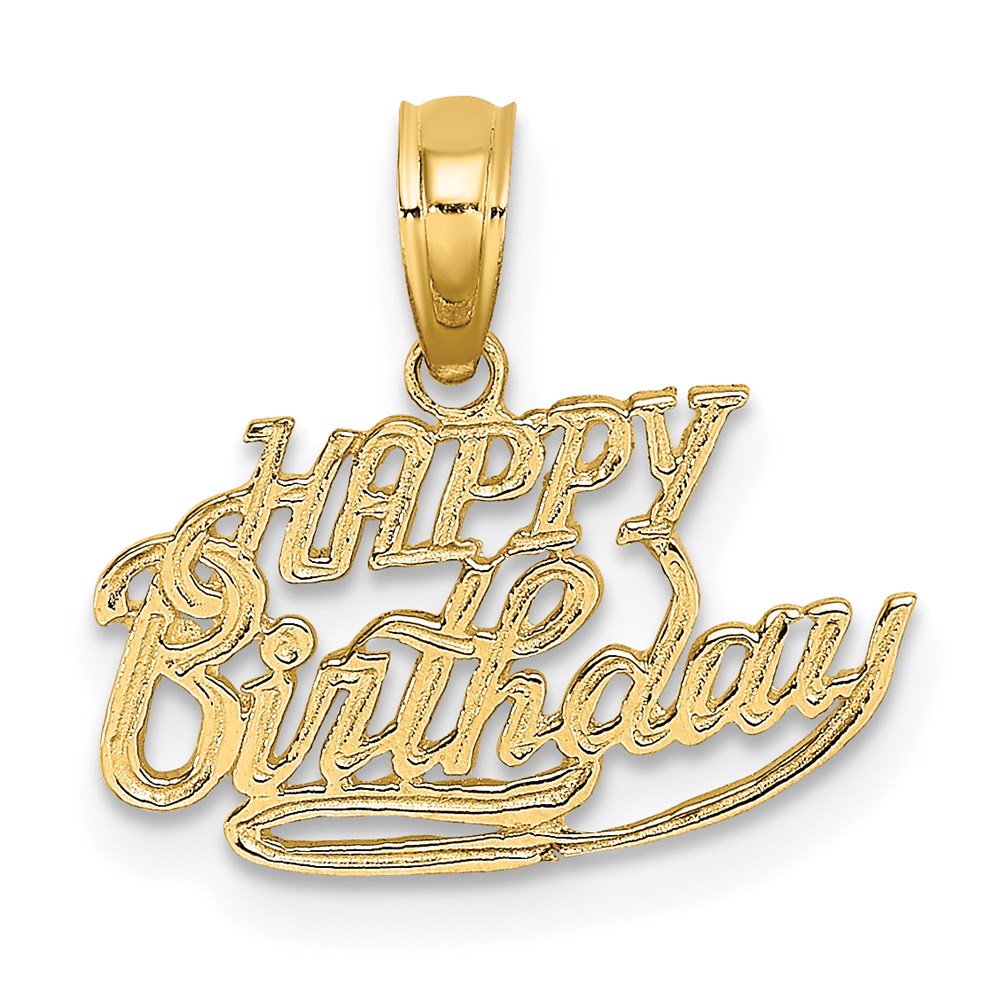 14K Gelbgold Massiv Talking Happy Geburtstag Charm