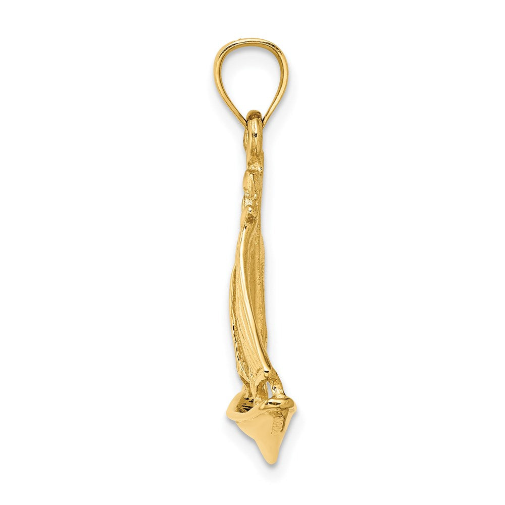 14K Gelbgold 3D-polierter Charm „Kreuzfahrtschiff mit 3 Segeln“