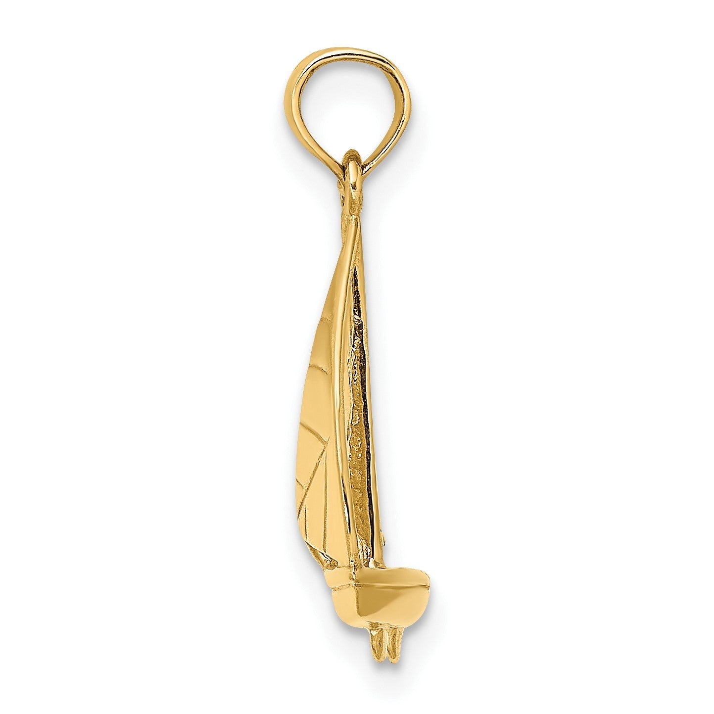14K Gelbgold 3-d Poliert Segelboot Charm