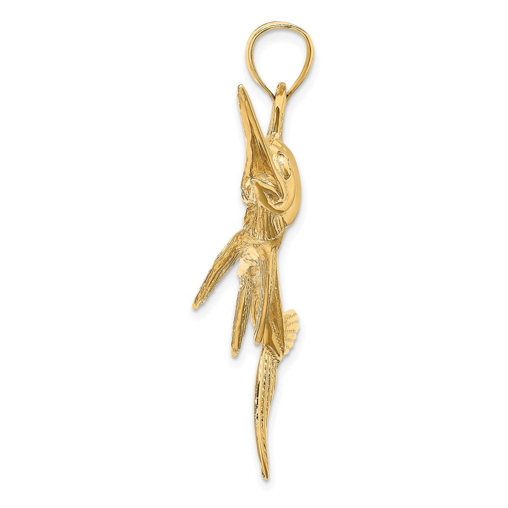 14K Gelbgold 2-D Polierter/Satinierter Schwertfisch-Charm