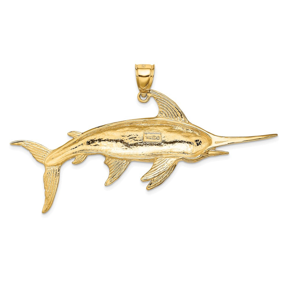 14K Gelbgold 2-D Polierter/Satinierter Schwertfisch-Charm