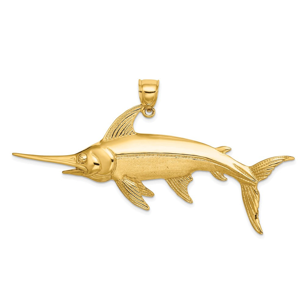 14K Gelbgold 2-D Polierter/Satinierter Schwertfisch-Charm