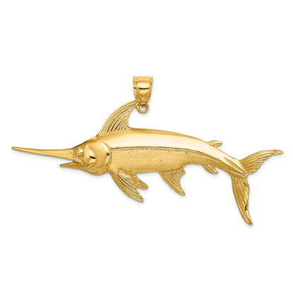 14K Gelbgold 2-D Polierter/Satinierter Schwertfisch-Charm